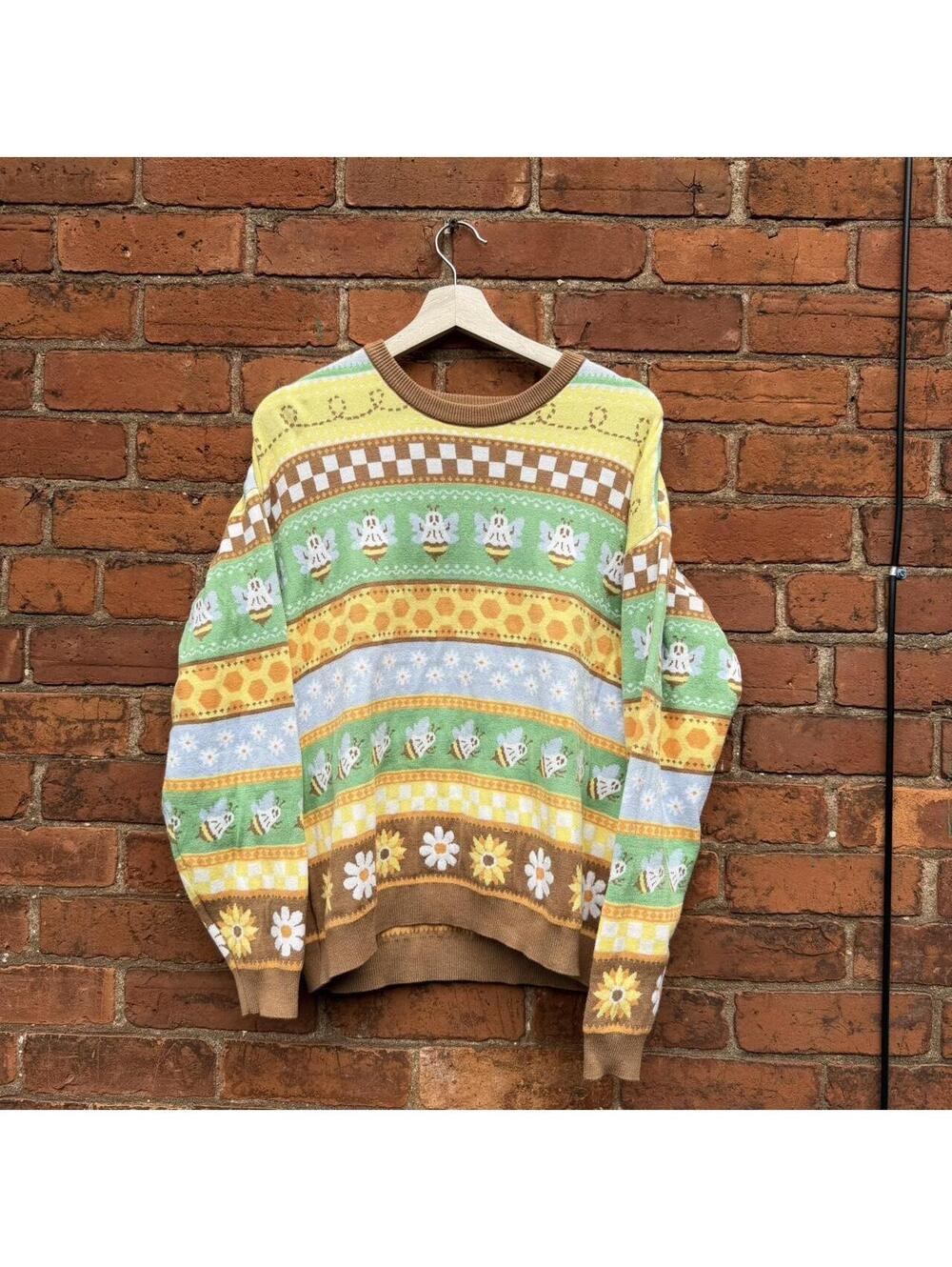 thorn & fable colourful bees knit sweater S
